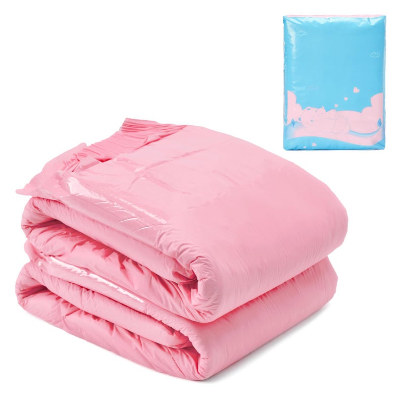 LittleForBig 6500 ml Adjustable Tapes Adult Diaper 2 Pieces - ABDry Ultra Absorbent Diapers Pink (L)